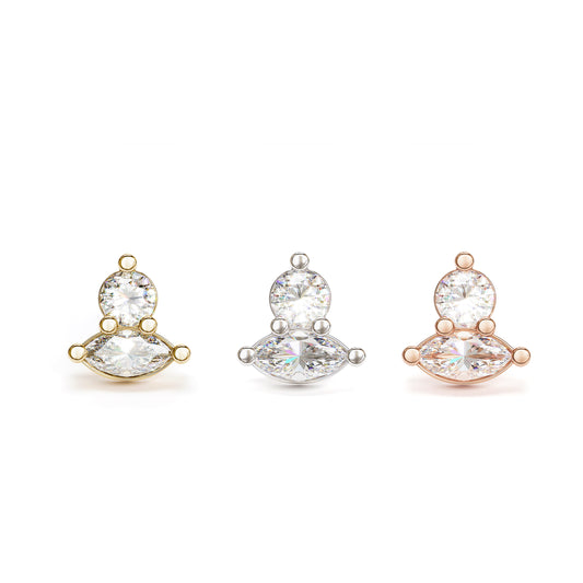 14K Gold Marquise Multi-Shape Diamond Threadless End