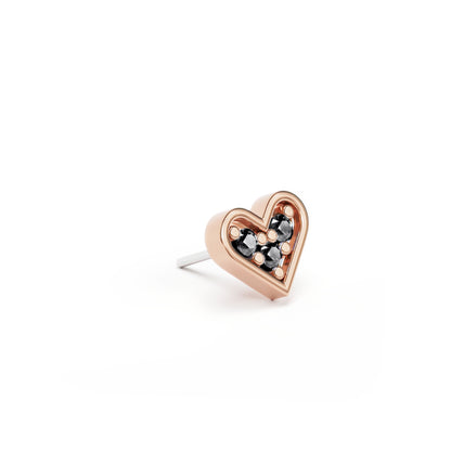 14K Gold Black Diamond Heart Threadless End