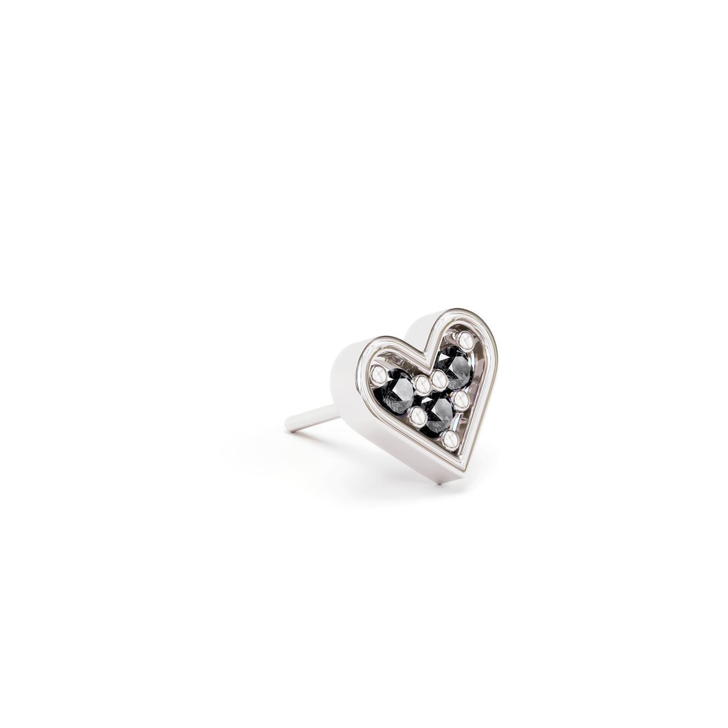 14K Gold Black Diamond Heart Threadless End