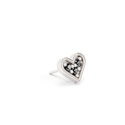 14K Gold Black Diamond Heart Threadless End