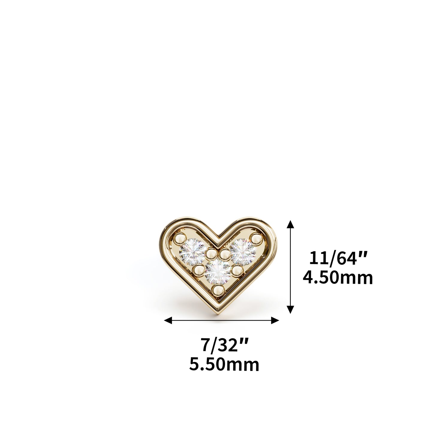 14K Gold Diamond Heart Threadless End