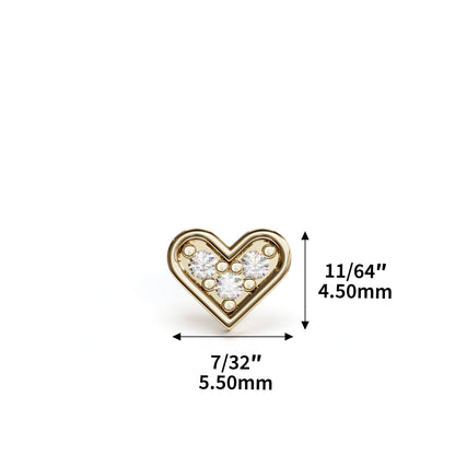 14K Gold Diamond Heart Threadless End