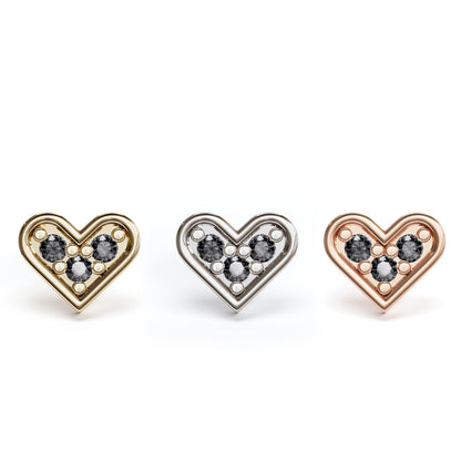 14K Gold Black Diamond Heart Threadless End