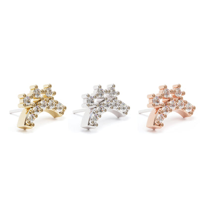 14K Gold Diamond Curved Threadless End