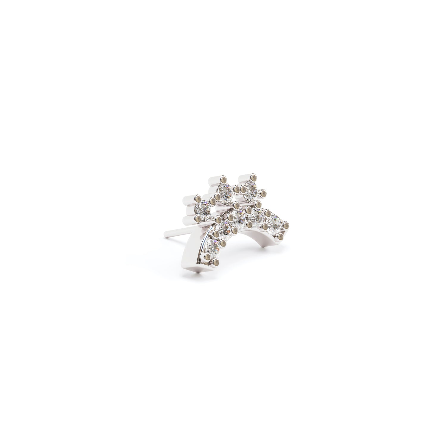 14K Gold Diamond Curved Threadless End