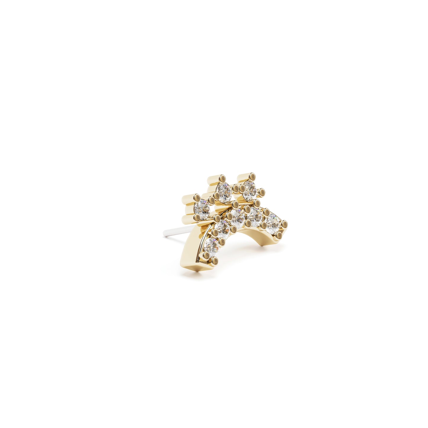 14K Gold Diamond Curved Threadless End