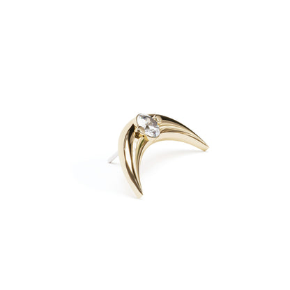 14K Gold Diamond Crescent Moon Threadless End