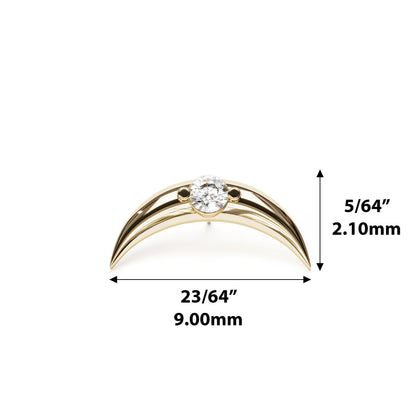 14K Gold Diamond Crescent Moon Threadless End