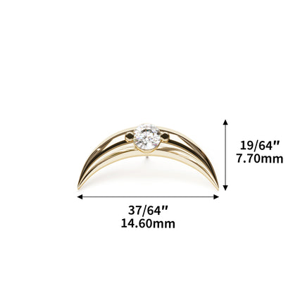14K Gold Diamond Crescent Moon Threadless End