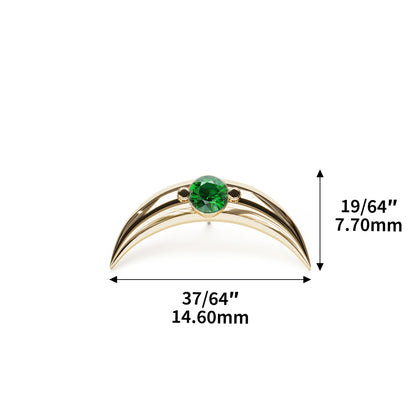 14K Gold Emerald Crescent Moon Threadless End