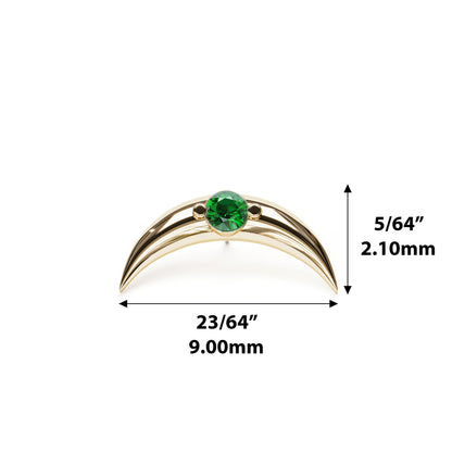 14K Gold Emerald Crescent Moon Threadless End