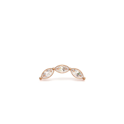 14K Gold Trio Marquise Diamond Curved Threadless End
