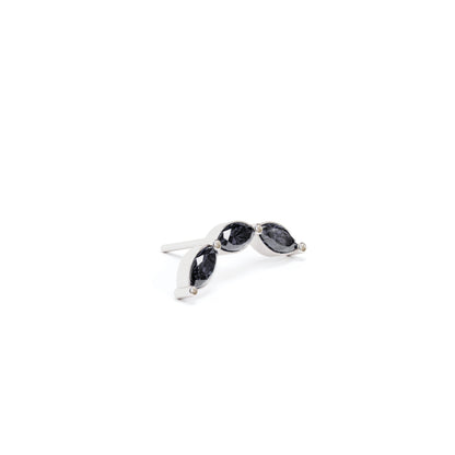 14K Gold Trio Marquise Black Diamond Curved Threadless End