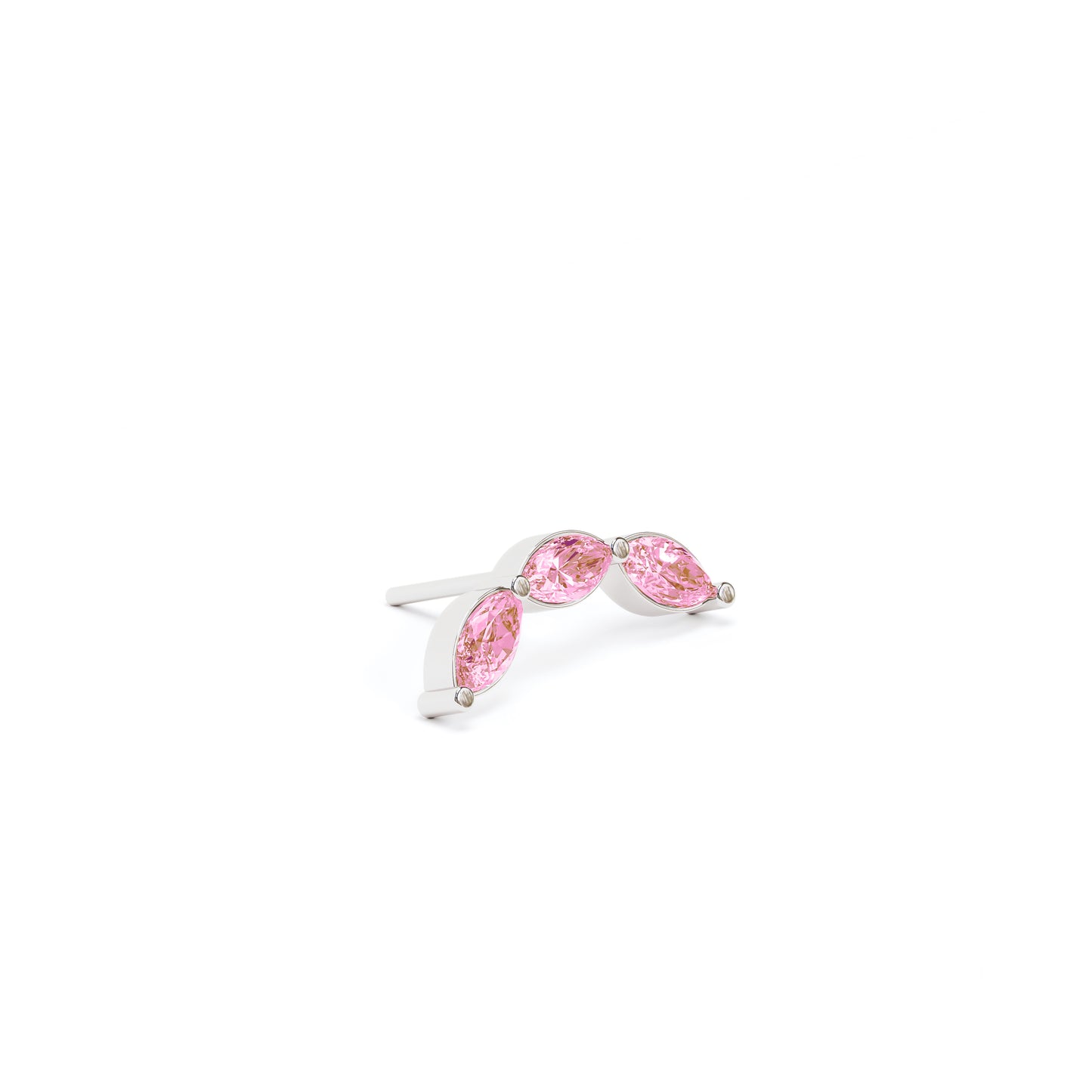 14K Gold Trio Marquise Pink Tourmaline Curved Threadless End