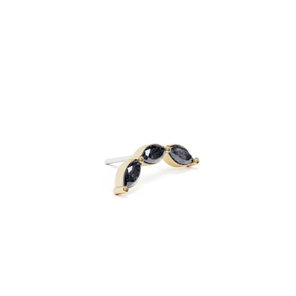 14K Gold Trio Marquise Black Diamond Curved Threadless End