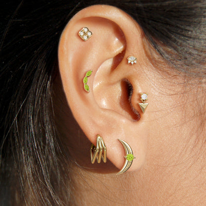 14K Gold Trio Marquise Peridot Curved Threadless End