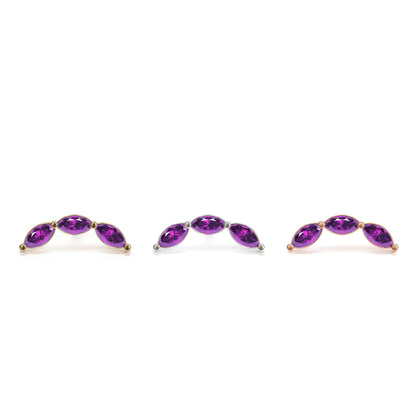 14K Gold Trio Marquise Amethyst Curved Threadless End
