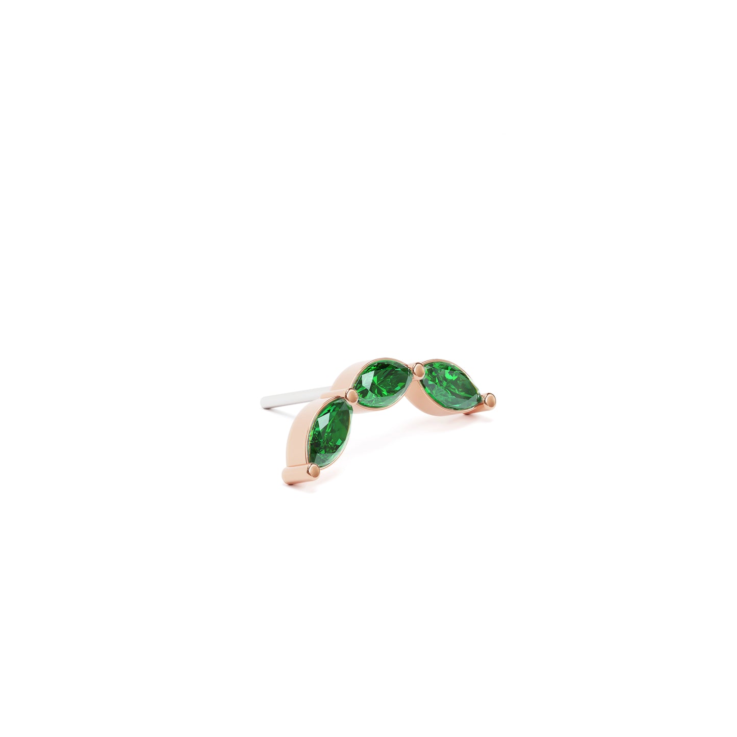 14K Gold Trio Marquise Emerald Curved Threadless End