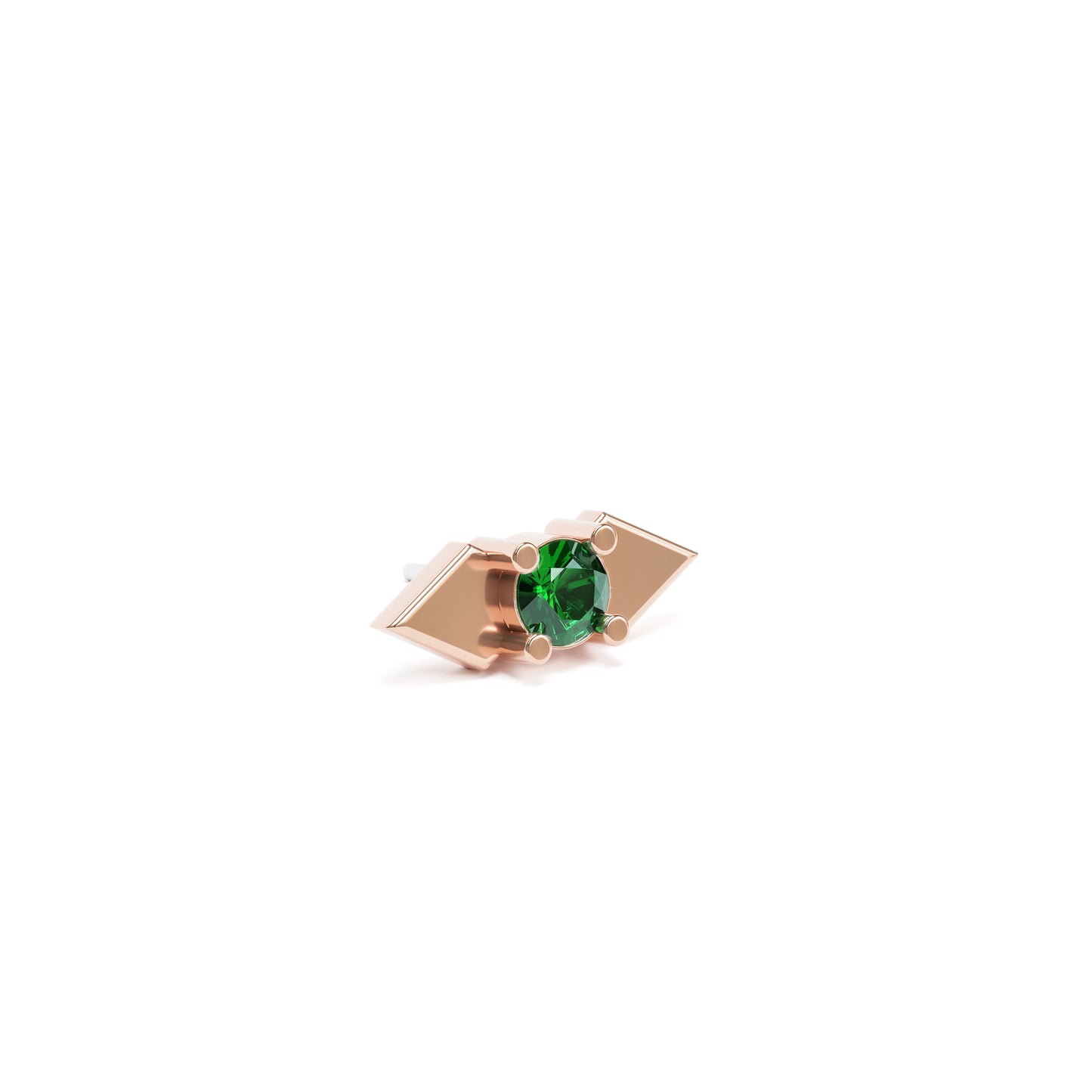 14K Gold Emerald Double Spike Threadless End