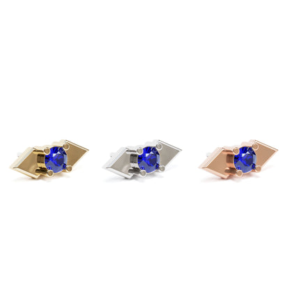 14K Gold Sapphire Double Spike Threadless End