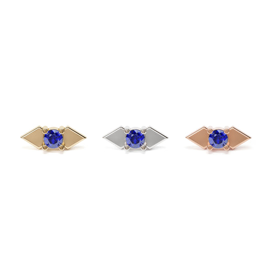 14K Gold Sapphire Double Spike Threadless End