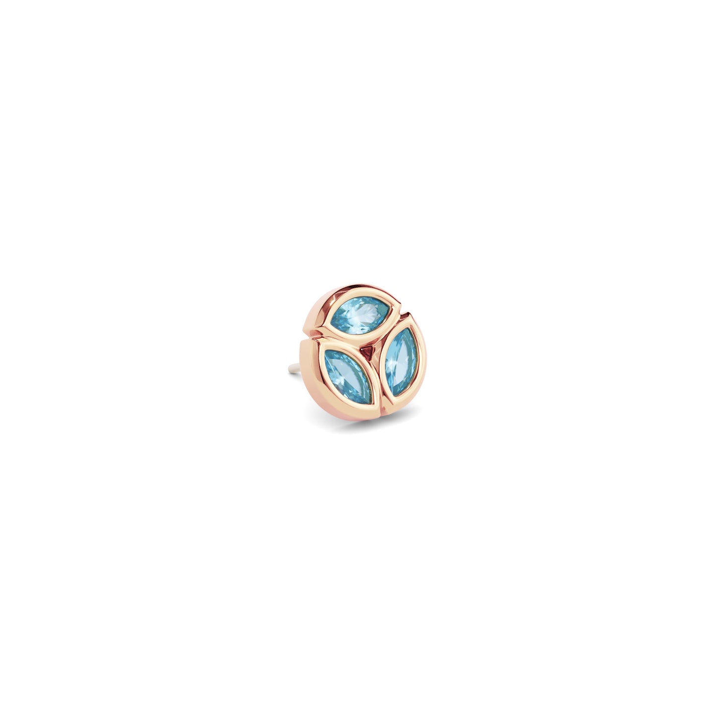 14K Gold Trio Marquise Blue Topaz Circle Threadless End