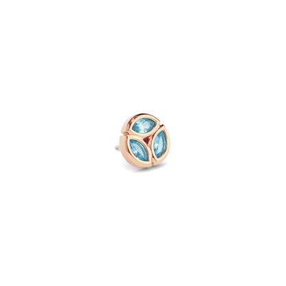 14K Gold Trio Marquise Blue Topaz Circle Threadless End