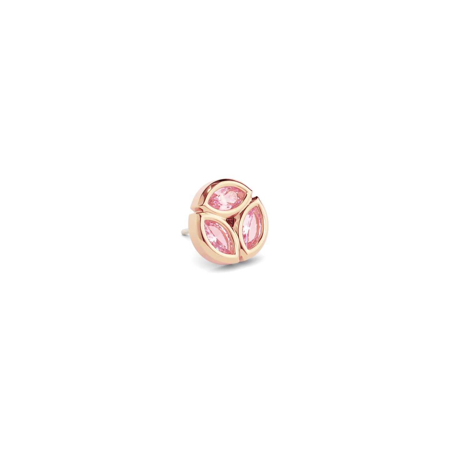 14K Gold Trio Marquise Pink Tourmaline Circle Threadless End