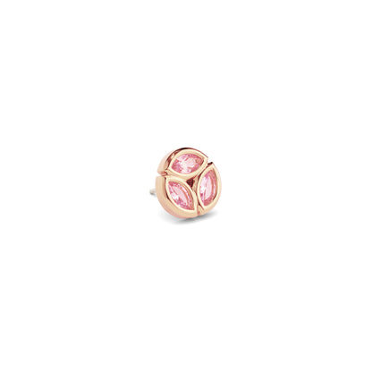 14K Gold Trio Marquise Pink Tourmaline Circle Threadless End