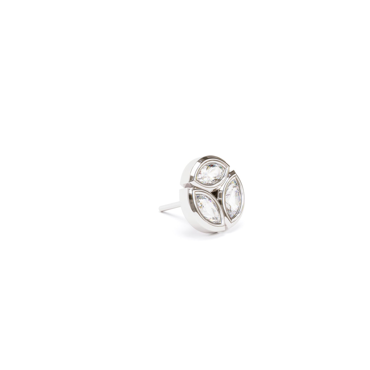 14K Gold Trio Marquise Diamond Circle Threadless End