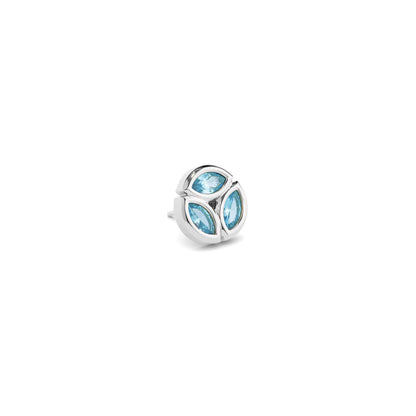 14K Gold Trio Marquise Blue Topaz Circle Threadless End