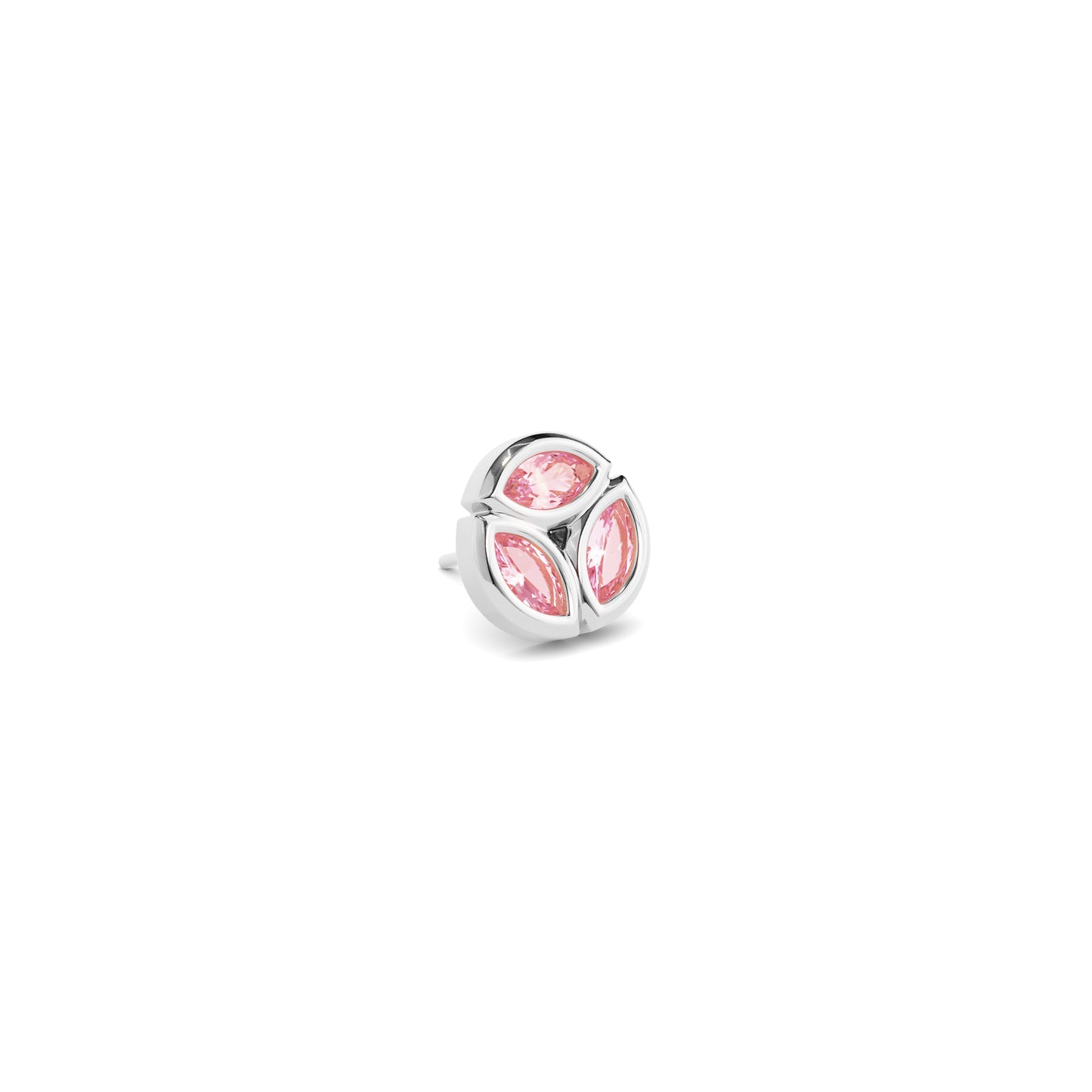 14K Gold Trio Marquise Pink Tourmaline Circle Threadless End