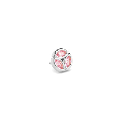14K Gold Trio Marquise Pink Tourmaline Circle Threadless End