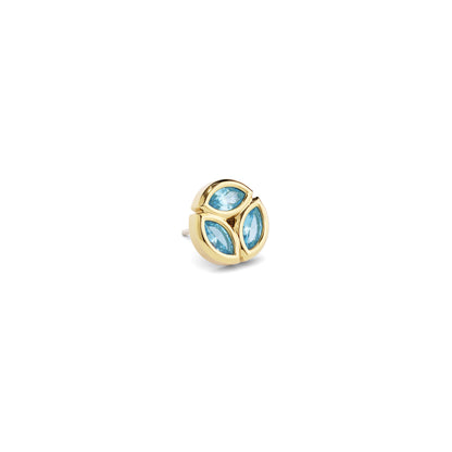 14K Gold Trio Marquise Blue Topaz Circle Threadless End