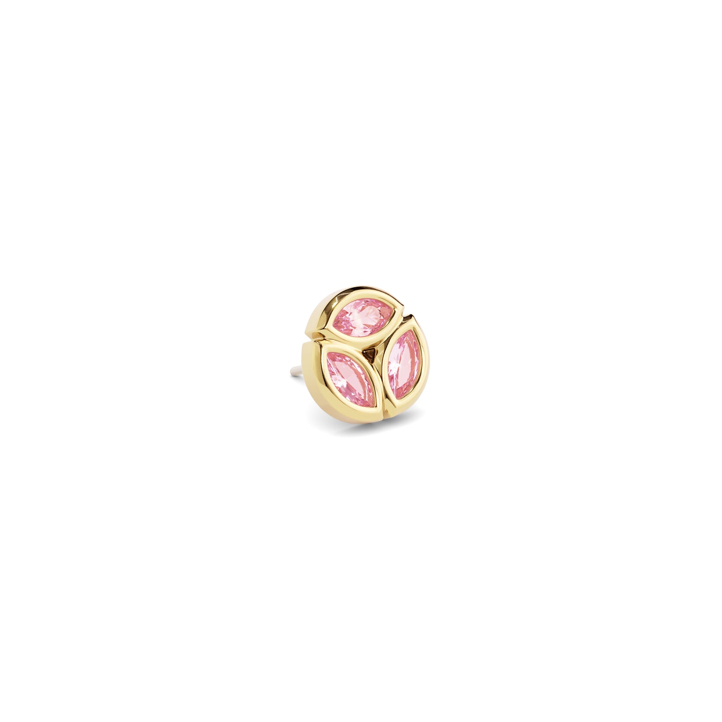 14K Gold Trio Marquise Pink Tourmaline Circle Threadless End