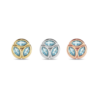 14K Gold Trio Marquise Blue Topaz Circle Threadless End