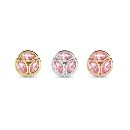 14K Gold Trio Marquise Pink Tourmaline Circle Threadless End
