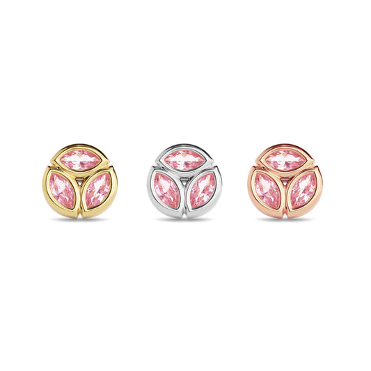 14K Gold Trio Marquise Pink Tourmaline Circle Threadless End