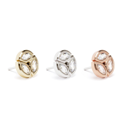 14K Gold Trio Marquise Diamond Circle Threadless End
