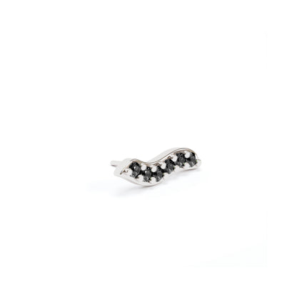 14K Gold Black Diamond Wave Threadless End