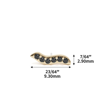 14K Gold Black Diamond Wave Threadless End