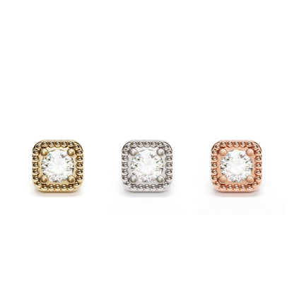 14K Gold Diamond Granule Square Threadless End