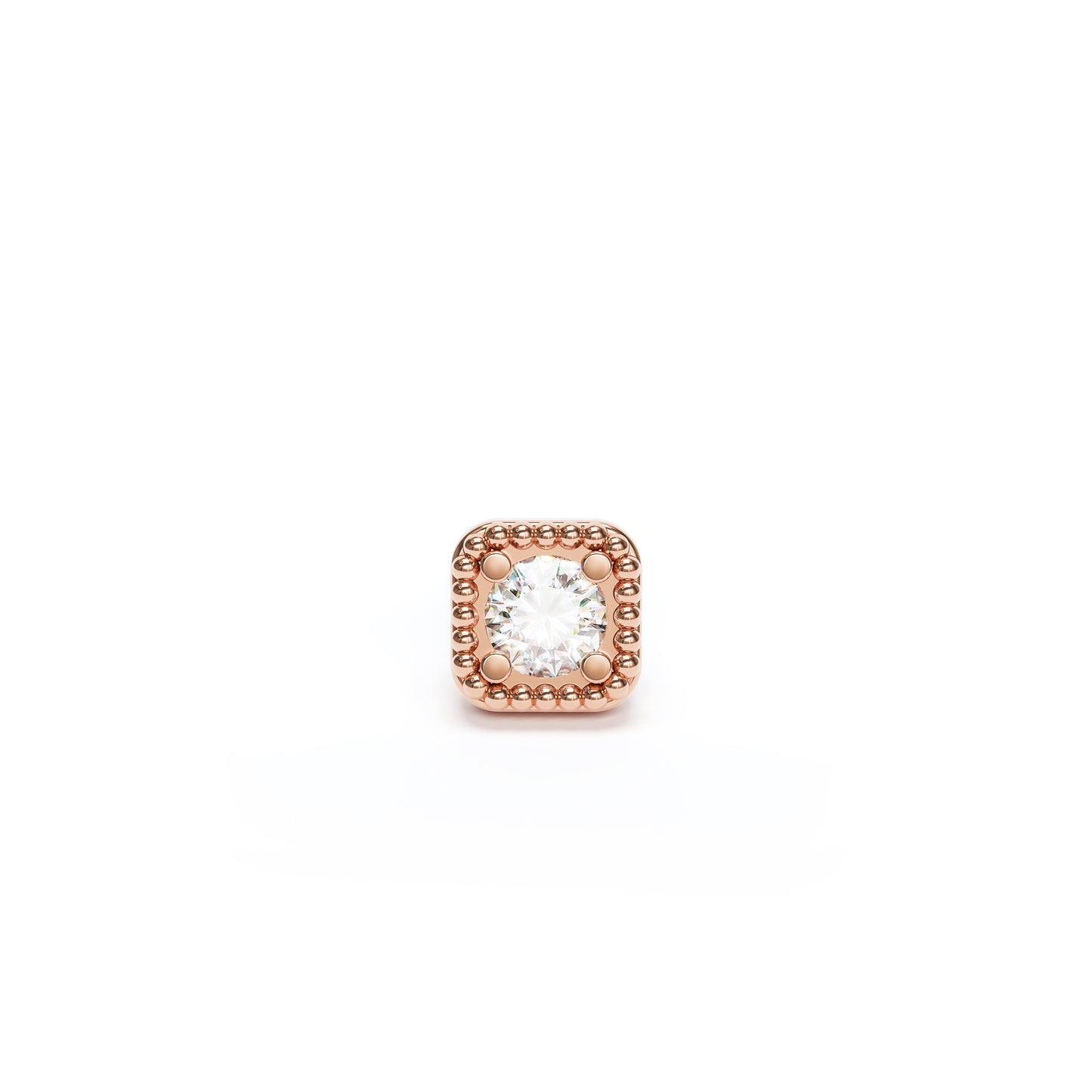 14K Gold Diamond Granule Square Threadless End