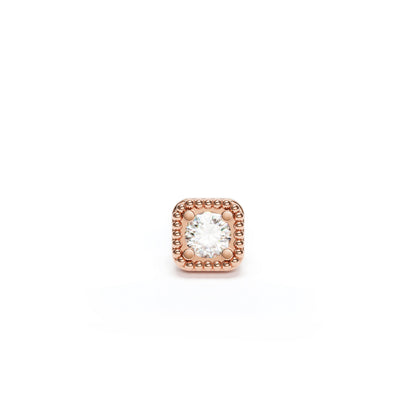 14K Gold Diamond Granule Square Threadless End