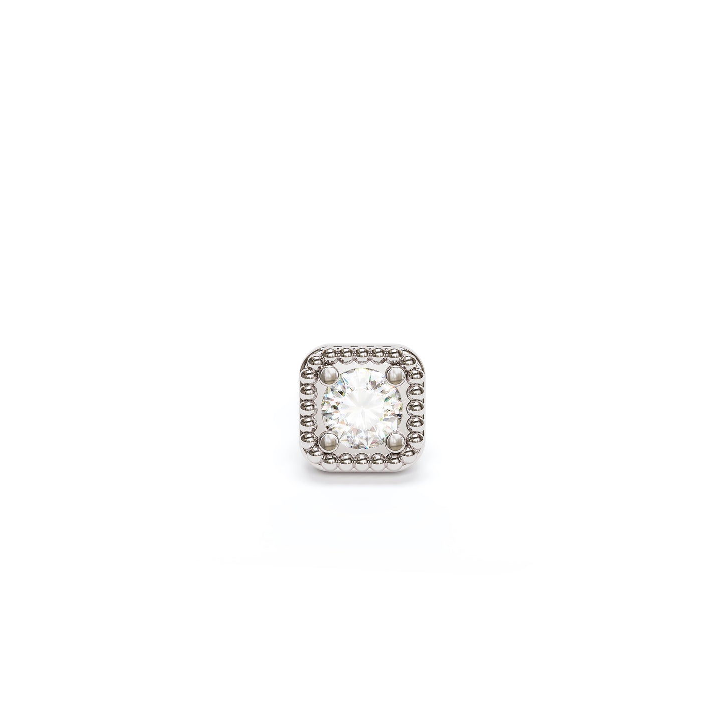 14K Gold Diamond Granule Square Threadless End