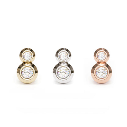14K Gold Duo Diamond Threadless End