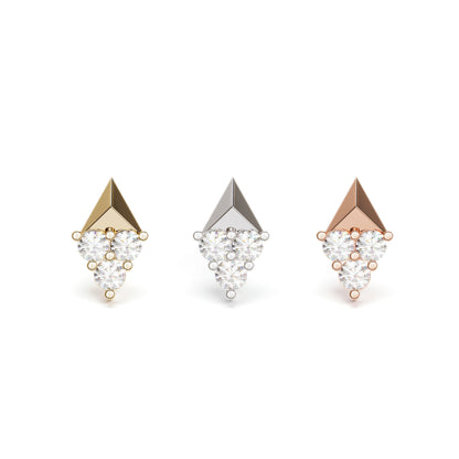 14K Gold Trio Diamond Pyramid Threadless End