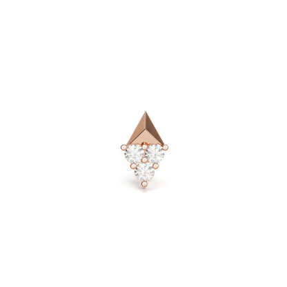 14K Gold Trio Diamond Pyramid Threadless End