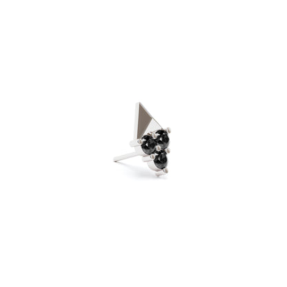 14K Gold Trio Black Diamond Pyramid Threadless End