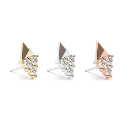 14K Gold Trio Diamond Pyramid Threadless End